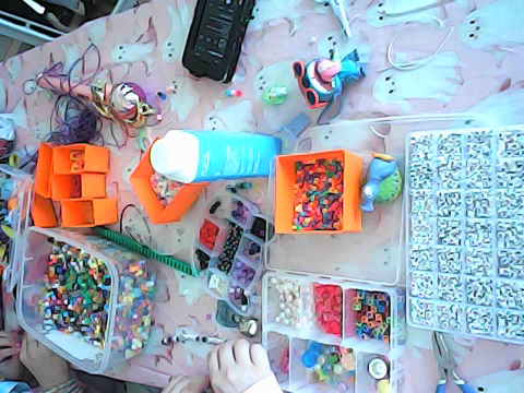 A table for making kandi bracelets.