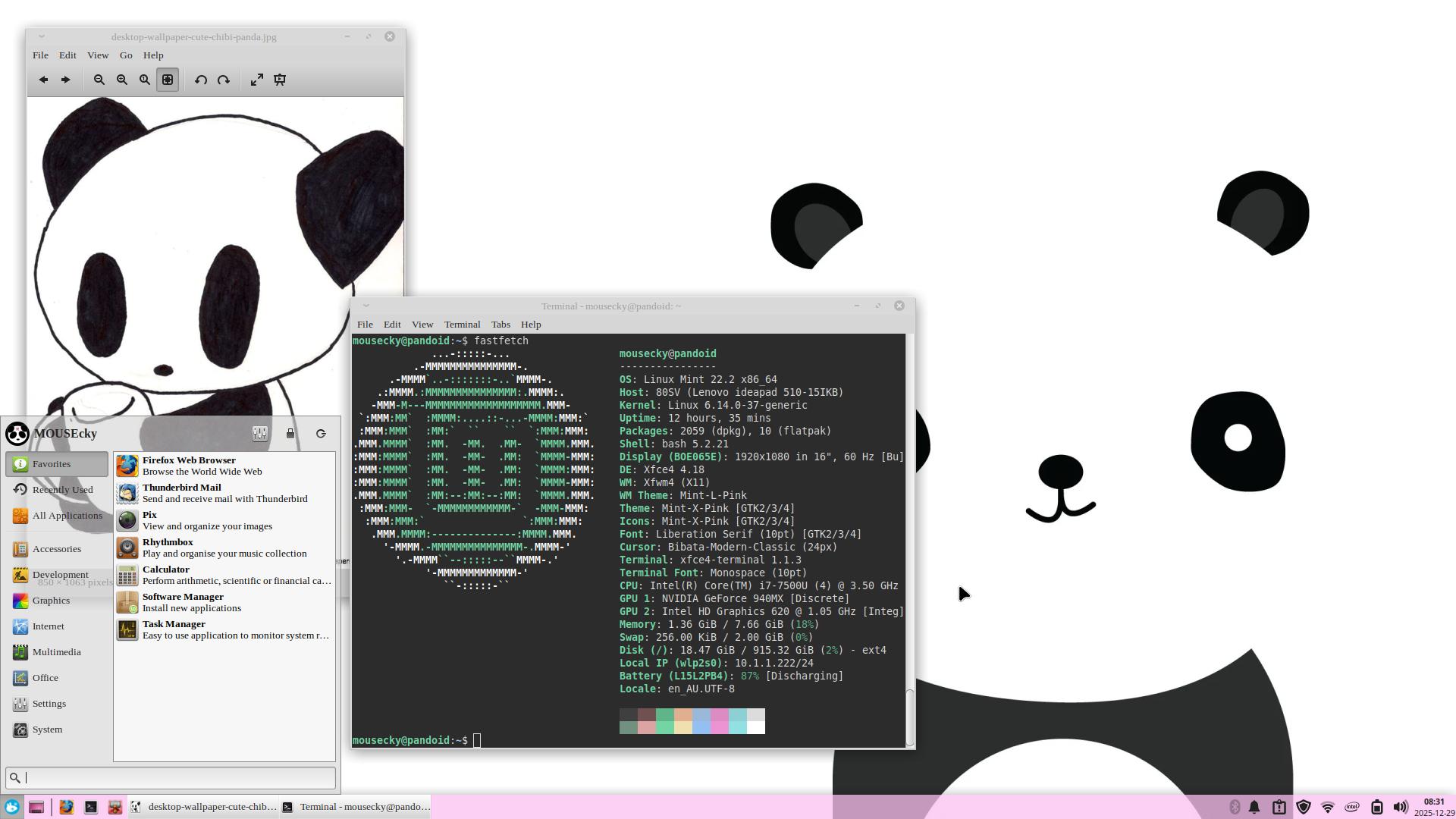 Desktop. Panda panda panda panda...